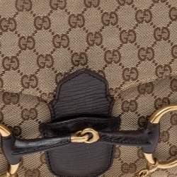 مملوكة مسبقًا Gucci Beige/Brown GG Canvas and Leather Horsebit Flap Shoulder Bag