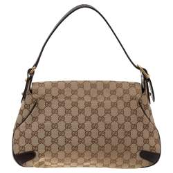 مملوكة مسبقًا Gucci Beige/Brown GG Canvas and Leather Horsebit Flap Shoulder Bag