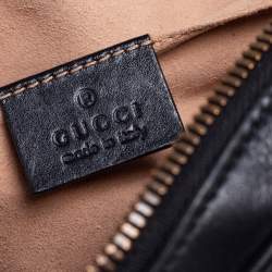Pre Owned Gucci Black Matelassé Leather GG Marmont Belt Bag