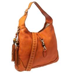 Pre Owned Gucci Burnt Orange Leather Large Bamboo New Jackie Hobo