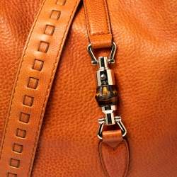 Pre Owned Gucci Burnt Orange Leather Large Bamboo New Jackie Hobo