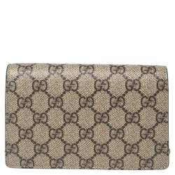 Pre Owned Gucci Beige GG Supreme Canvas and Suede Super Mini Dionysus Shoulder Bag