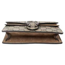Pre Owned Gucci Beige GG Supreme Canvas and Suede Super Mini Dionysus Shoulder Bag