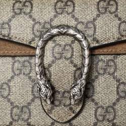 Pre Owned Gucci Beige GG Supreme Canvas and Suede Super Mini Dionysus Shoulder Bag