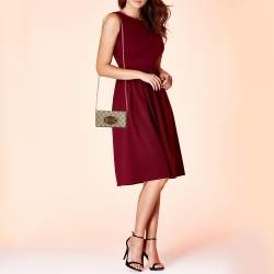 Pre Owned Gucci Brown/Beige GG Supreme Coated Canvas and Leather Horsebit 1955 Wallet on Chain