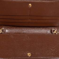 Pre Owned Gucci Brown/Beige GG Supreme Coated Canvas and Leather Horsebit 1955 Wallet on Chain