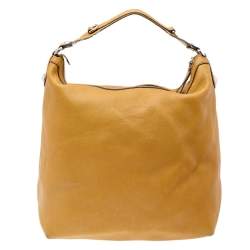 Pre Owned Gucci Mustard Leather Large Icon Bit Hobo