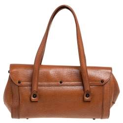 Pre Owned Gucci Brown Leather Bamboo Bullet Satchel