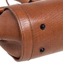 Pre Owned Gucci Brown Leather Bamboo Bullet Satchel