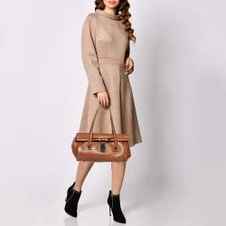 Pre Owned Gucci Brown Leather Bamboo Bullet Satchel