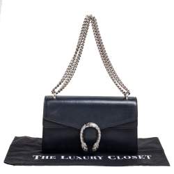 Pre Owned Gucci Black Leather Small Dionysus Shoulder Bag