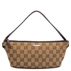 Gucci Beige GG Canvas and Leather Boat Pochette Bag