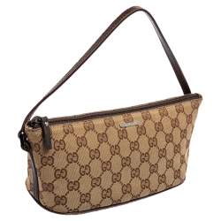 Gucci Beige GG Canvas and Leather Boat Pochette Bag