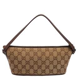 Gucci Beige GG Canvas and Leather Boat Pochette Bag