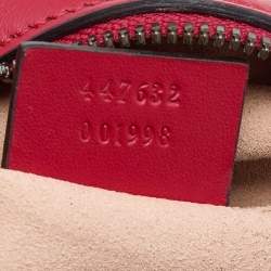 Pre Owned Gucci Red Matelassé Leather Small GG Marmont Crossbody Bag