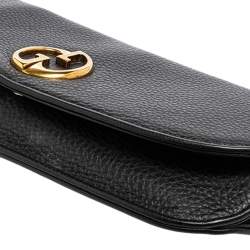 Gucci Black Leather 1973 Flap Clutch