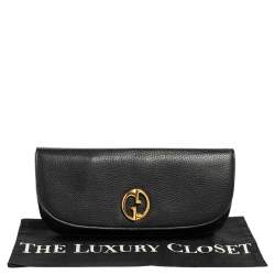 Gucci Black Leather 1973 Flap Clutch