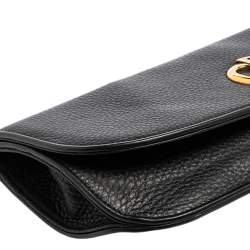 Gucci Black Leather 1973 Flap Clutch