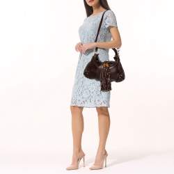 Pre Owned حقيبة هوبو غوتشي بابوسكا أندي جلد غوتشيسيما بني داكن متوسطة