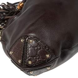 Pre Owned حقيبة هوبو غوتشي بابوسكا أندي جلد غوتشيسيما بني داكن متوسطة