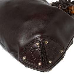 Pre Owned حقيبة هوبو غوتشي بابوسكا أندي جلد غوتشيسيما بني داكن متوسطة