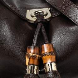 Pre Owned حقيبة هوبو غوتشي بابوسكا أندي جلد غوتشيسيما بني داكن متوسطة