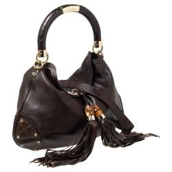 Pre Owned حقيبة هوبو غوتشي بابوسكا أندي جلد غوتشيسيما بني داكن متوسطة