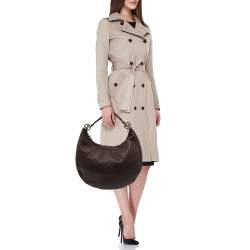 Pre Owned Gucci Dark Brown Guccissima Leather Large GG Twins Hobo