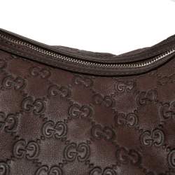 Pre Owned Gucci Dark Brown Guccissima Leather Large GG Twins Hobo