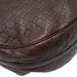 Pre Owned Gucci Dark Brown Guccissima Leather Large GG Twins Hobo