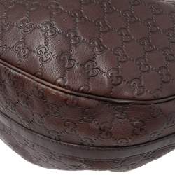 Pre Owned Gucci Dark Brown Guccissima Leather Large GG Twins Hobo