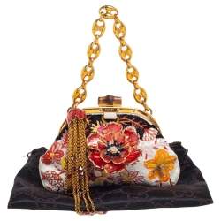 مملوكة مسبقًا Gucci Multicolor Fabric Sequin Embroidered Clutch