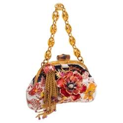 مملوكة مسبقًا Gucci Multicolor Fabric Sequin Embroidered Clutch