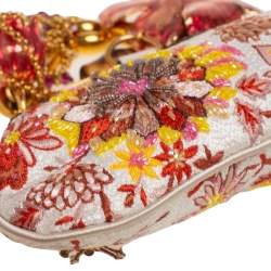 مملوكة مسبقًا Gucci Multicolor Fabric Sequin Embroidered Clutch