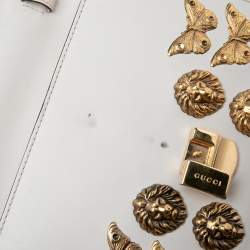 Pre Owned Gucci White Leather Mini Sylvie Animal Studded Top Handle Bag