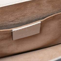 Pre Owned Gucci White Leather Mini Sylvie Animal Studded Top Handle Bag