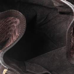 Pre Owned Gucci Brown Python Leather Horsebit Jockey Tote