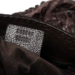 Pre Owned Gucci Brown Python Leather Horsebit Jockey Tote