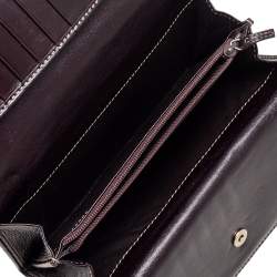 Pre Owned Gucci Dark Brown Leather Web Britt Wallet