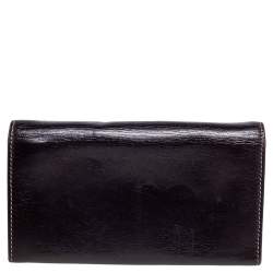 Pre Owned Gucci Dark Brown Leather Web Britt Wallet