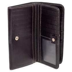 Pre Owned Gucci Dark Brown Leather Web Britt Wallet