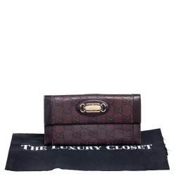 Gucci Brown Guccissima Leather Flap Continental Wallet