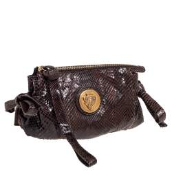 Pre Owned Gucci Brown Python Hysteria Clutch