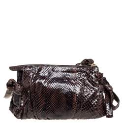 Pre Owned Gucci Brown Python Hysteria Clutch