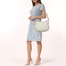 Pre Owned Gucci Off White Guccissima Leather Studded Pelham Hobo