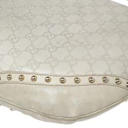 Pre Owned Gucci Off White Guccissima Leather Studded Pelham Hobo