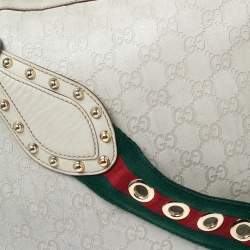 Pre Owned Gucci Off White Guccissima Leather Studded Pelham Hobo
