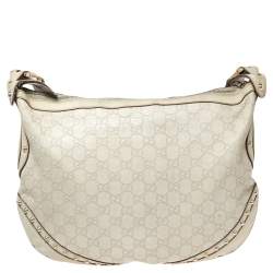 Pre Owned Gucci Off White Guccissima Leather Studded Pelham Hobo