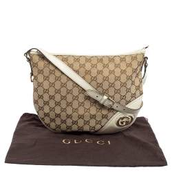 Pre Owned Gucci Brown/Beige GG Canvas and Leather Britt Messenger Bag