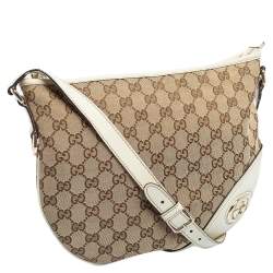 Pre Owned Gucci Brown/Beige GG Canvas and Leather Britt Messenger Bag